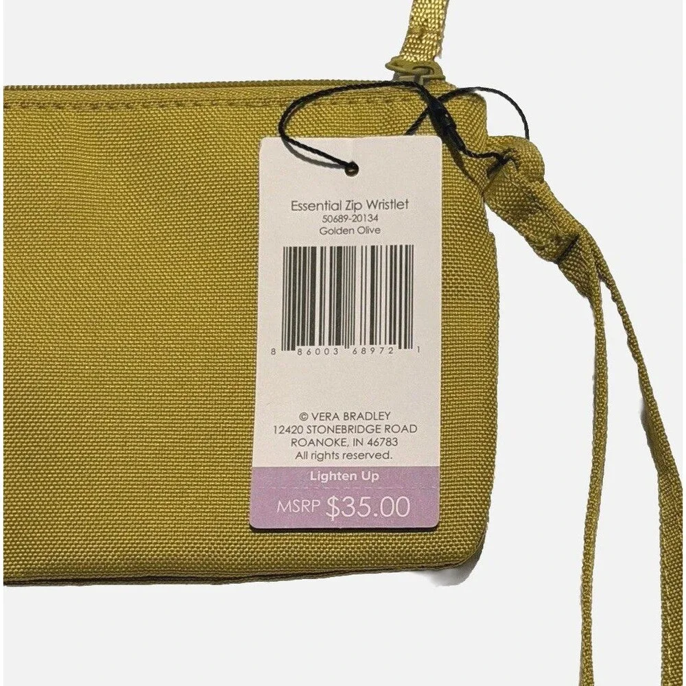 Vera Bradley Zip Wristlet Golden Olive Essentials Pouch Wallet NWT - Picture 4 of 8